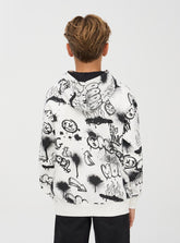 TERRANOVA Graffiti print hoodie in heavy fabric White wool - SMgarment's